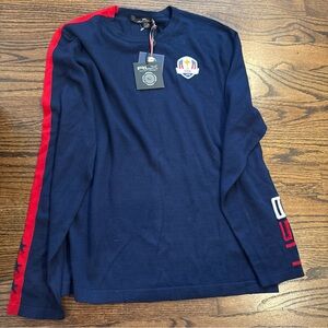 Ralph Lauren RLX 2016 Ryder Cup Golf Wool Sweater USA Crew Neck Knit Pullover L